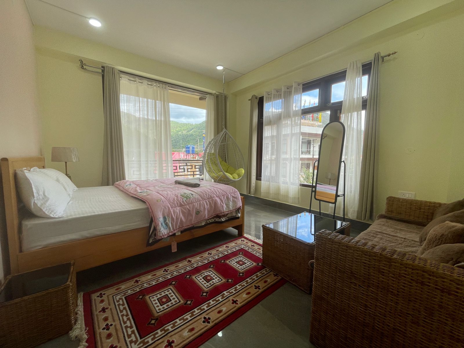 Nangsa Homestay Balcony Suite with mountain view and swing chair Dirang Arunachal Pradesh